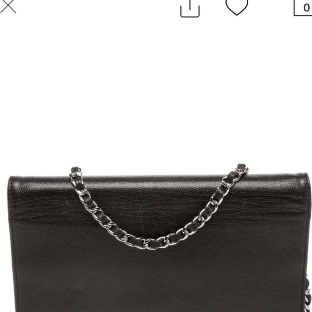 CHANEL Black Caviar Leather Wallet on  Chain Shoulder Bag with Silver Hardware - Picture 4 of 8